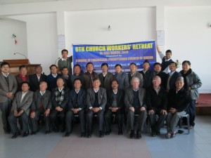 Pastors attending the Christian Workers Retreat belonging to the Evangelical Presbyterian Church of Sikkim, Gangtok.